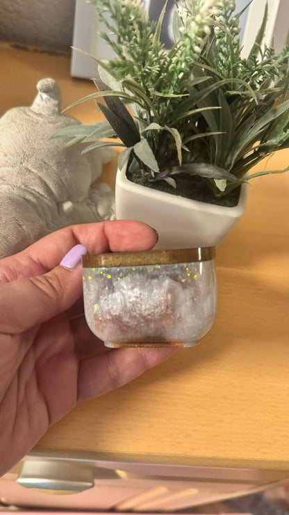 Dosen klein Epoxidharz, braun, gold, weiß, eckig, glitzer, Geschenk