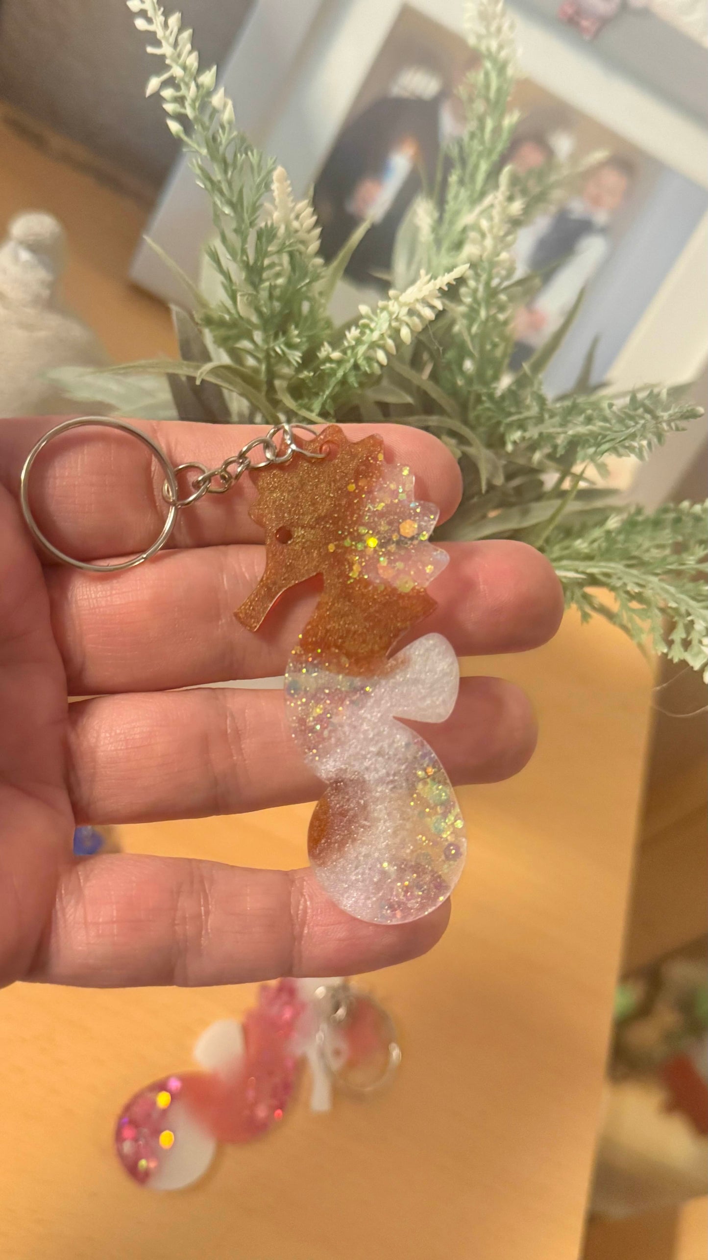 Handgemachter Einkaufswagenlöser, EpoxidharzSeepferd, Unikat, Handarbeit, Geschenk