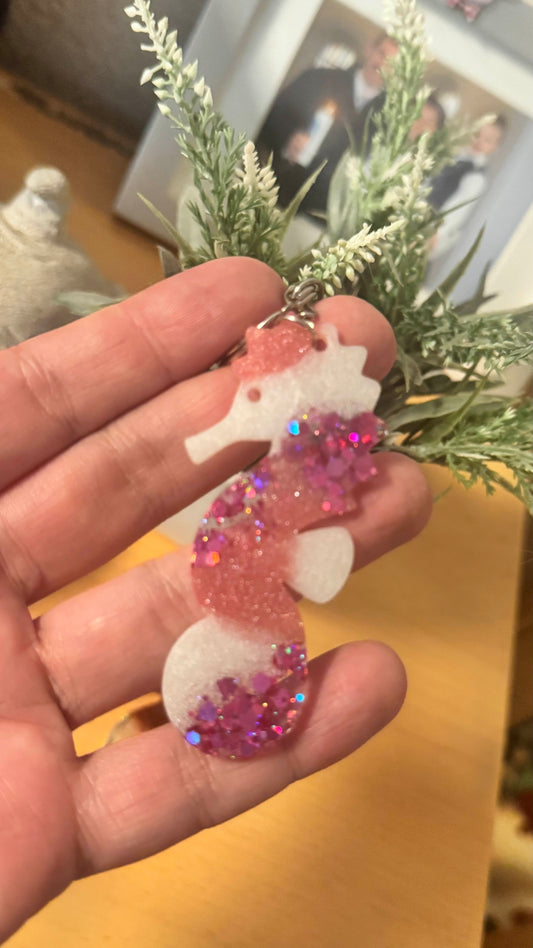 Handgemachter Einkaufswagenlöser, EpoxidharzSeepferd, Unikat, Handarbeit, Geschenk